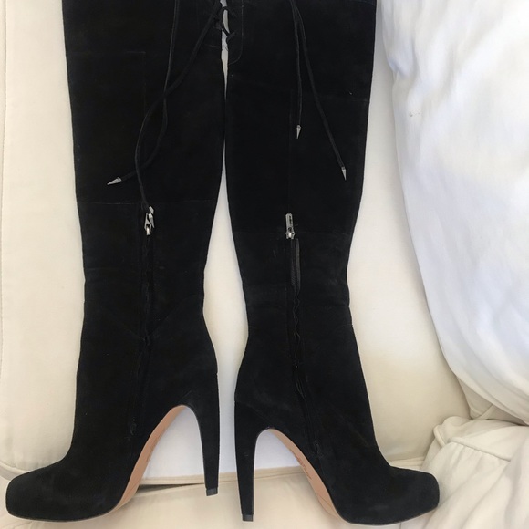 Over the knee black suede Sam Edelman boots - Picture 4 of 8